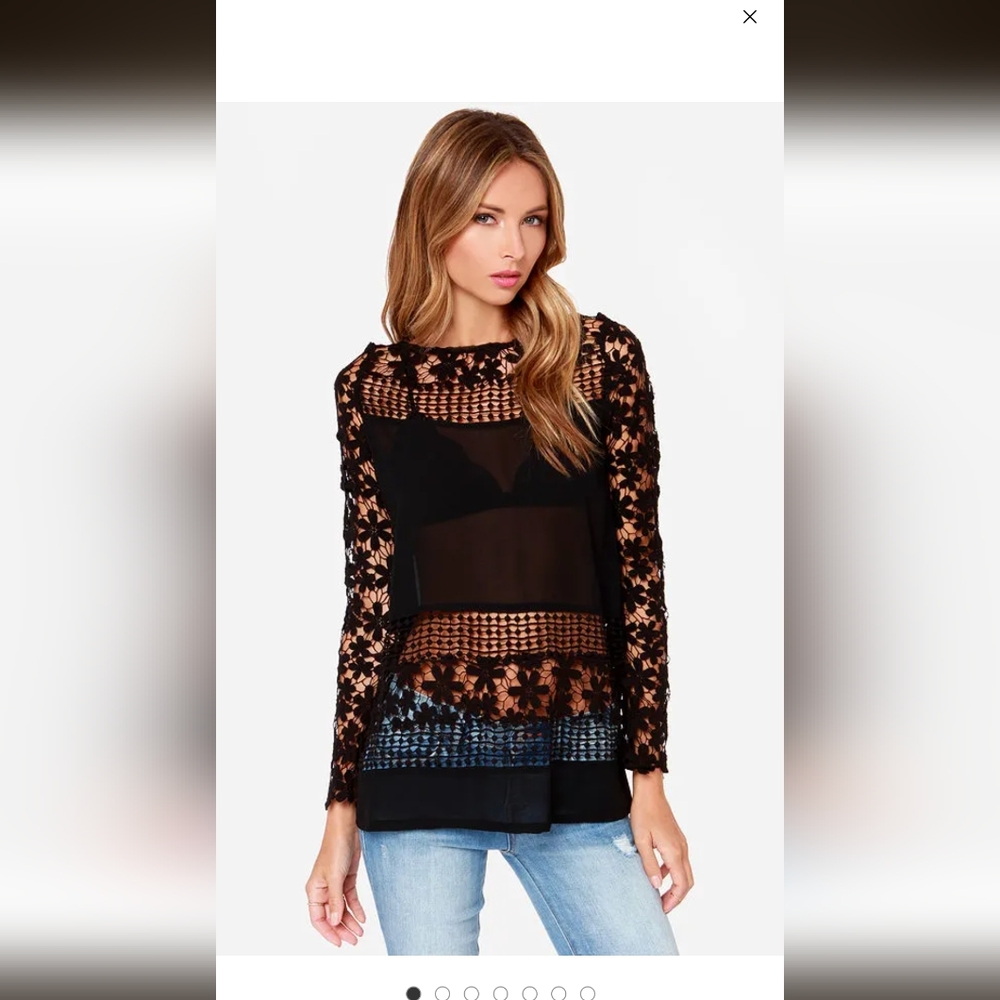 Lulu's Clover Club Black Lace Top